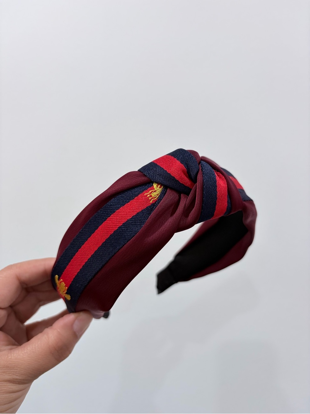 Elegant Burgundy Satin Knotted Headband